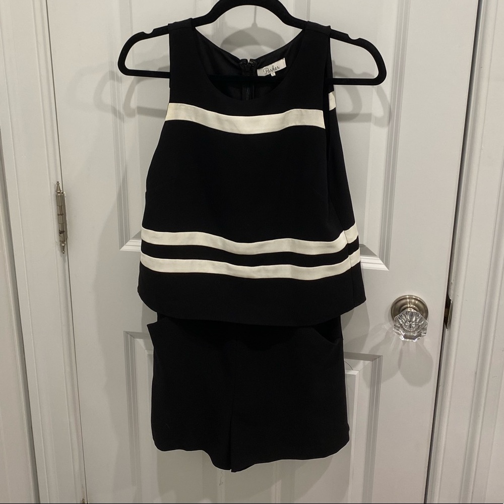 Parker navy and white romper
